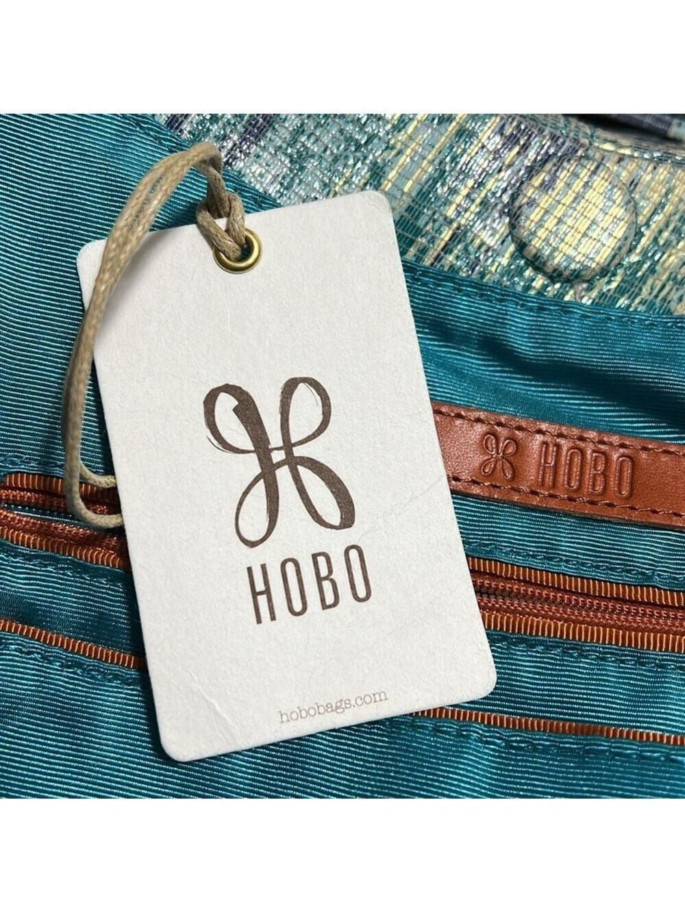 HOBO Gardner Cracked Glass Bag. 100% leather. Turquoise, aqua, metallic tones - Picture 7 of 12